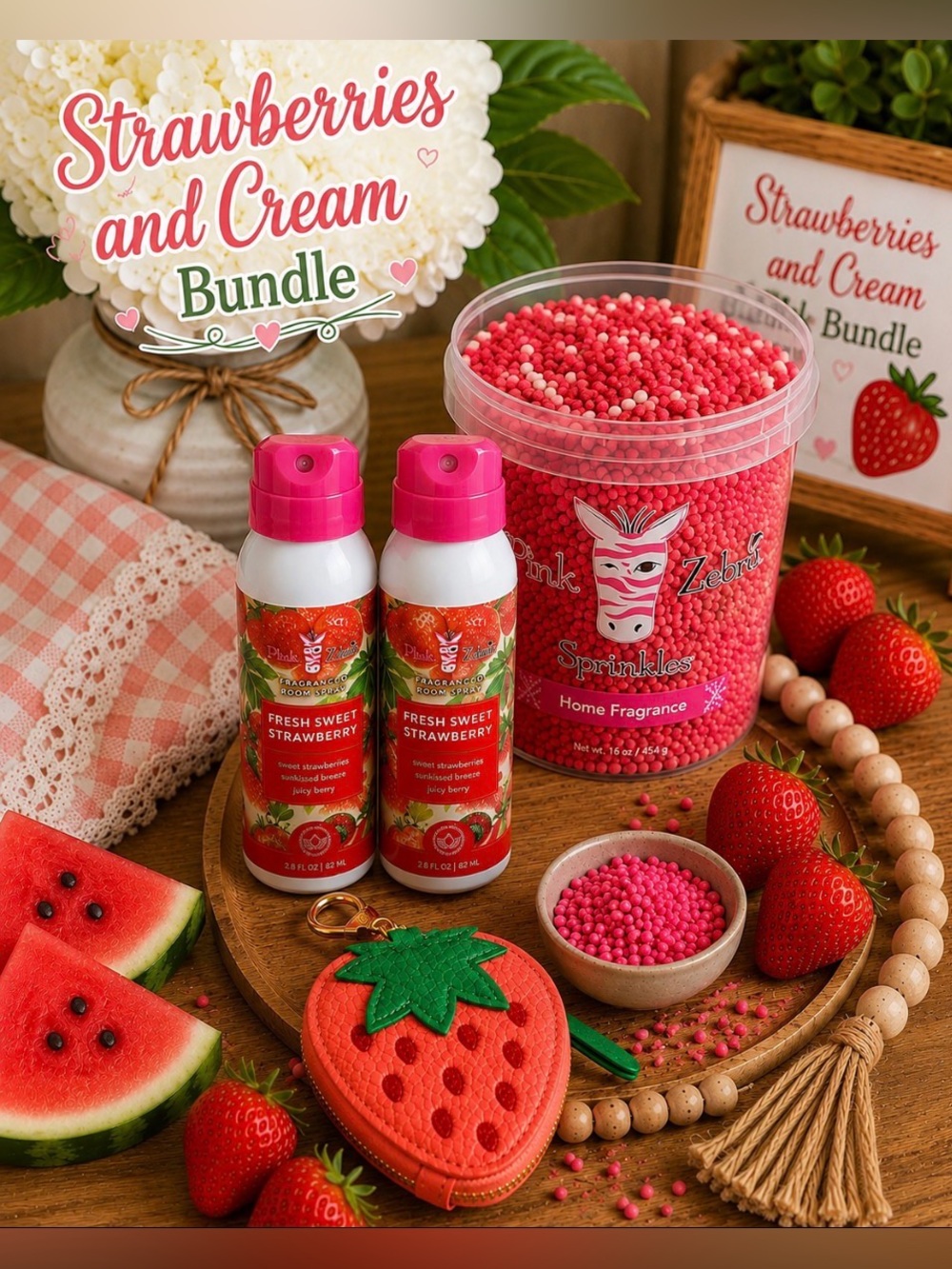 Pink Zebra Wax Melt Sprinkles Strawberries and Cream Bundle